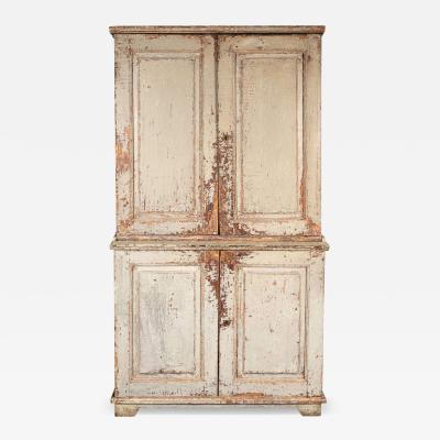 Grand Scale Green Painted Gustavian Cabinet
