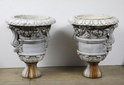 Grand Scale Italian Statuary Marble Jardineres