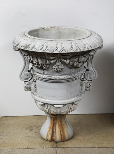 Grand Scale Italian Statuary Marble Jardineres