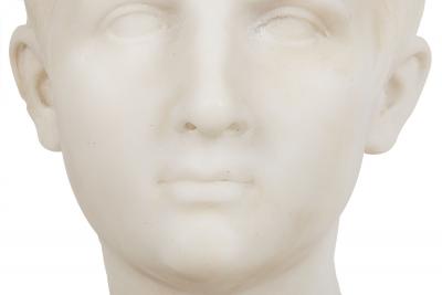 Grand Tour Antique Italian Carved Marble Bust of Young Caesar Augustus