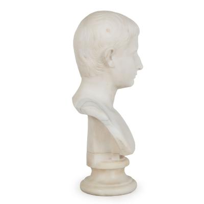 Grand Tour Antique Italian Carved Marble Bust of Young Caesar Augustus