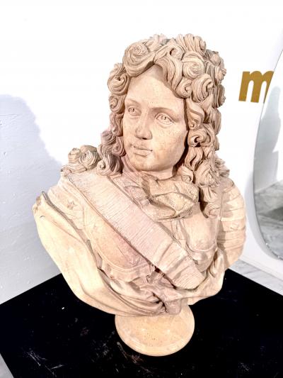 Grand Tour Carved Marble Bust of Louis XIV Italy 19th Century
