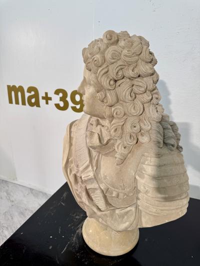 Grand Tour Carved Marble Bust of Louis XIV Italy 19th Century