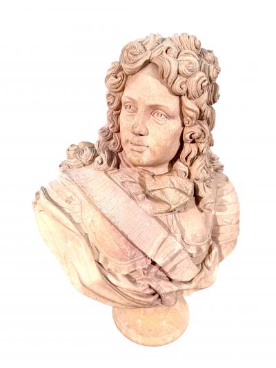 Grand Tour Carved Marble Bust of Louis XIV Italy 19th Century