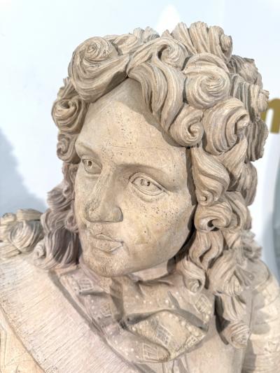 Grand Tour Carved Marble Bust of Louis XIV Italy 19th Century