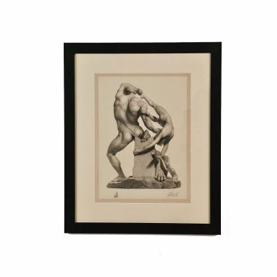 Grand Tour Engraving of Statue of Hercules and Lichas circa 1890