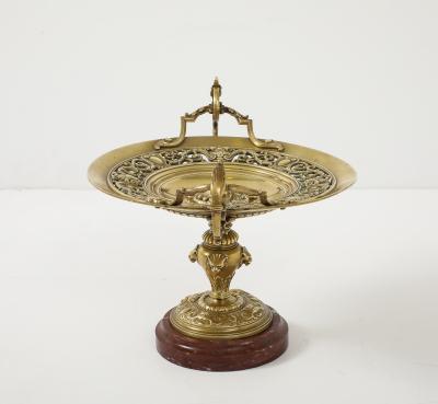 Grand Tour French Bronze Tazza With Rose Marble Base