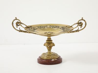 Grand Tour French Bronze Tazza With Rose Marble Base