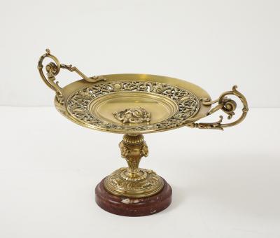 Grand Tour French Bronze Tazza With Rose Marble Base
