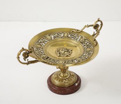 Grand Tour French Bronze Tazza With Rose Marble Base