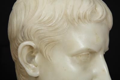 Grand Tour Italian Antique Marble Bust Sculpture Young Caesar Augustus 