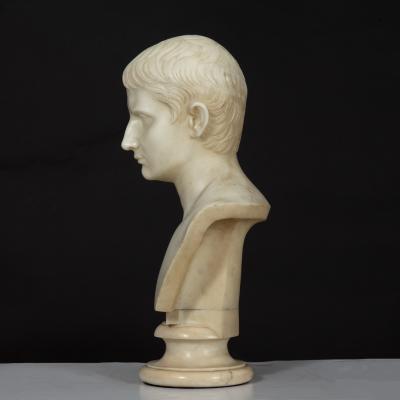 Grand Tour Italian Antique Marble Bust Sculpture Young Caesar Augustus 
