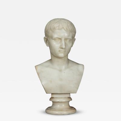 Grand Tour Italian Antique Marble Bust Sculpture Young Caesar Augustus 