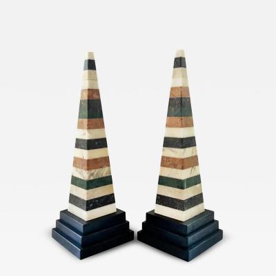 Grand Tour Italian Specimen Marble Pair of Lovely Obelisks
