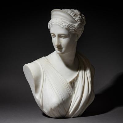 Grand Tour Marble Bust of Diana of Versailles 19th Century