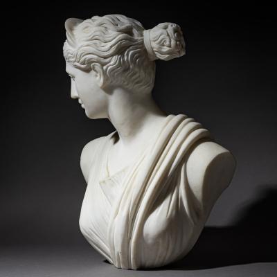 Grand Tour Marble Bust of Diana of Versailles 19th Century