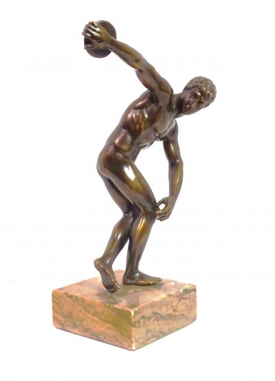 Grand Tour Souvenir Bronze Figure of Discobolus After the Antique by Myron