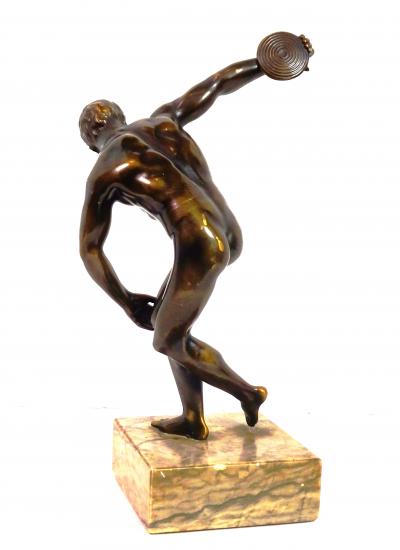 Grand Tour Souvenir Bronze Figure of Discobolus After the Antique by Myron