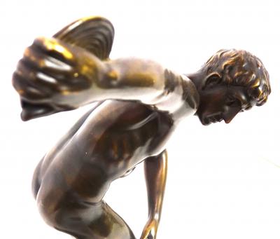 Grand Tour Souvenir Bronze Figure of Discobolus After the Antique by Myron