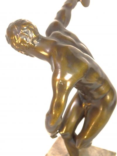 Grand Tour Souvenir Bronze Figure of Discobolus After the Antique by Myron