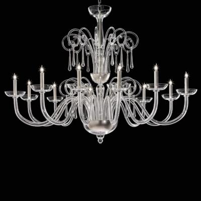 Grand Venetian Curls Murano Glass Chandelier in Clear Glass