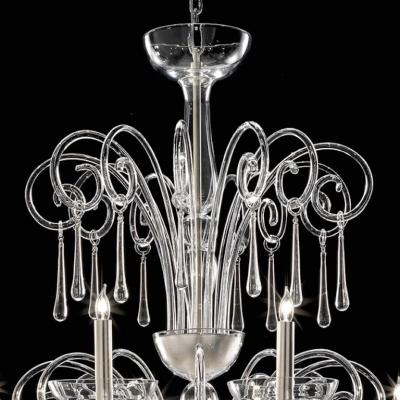 Grand Venetian Curls Murano Glass Chandelier in Clear Glass