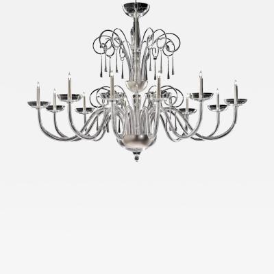 Grand Venetian Curls Murano Glass Chandelier in Clear Glass