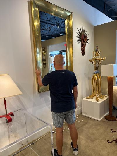 Grand Vintage Italian Brass Framed Mirror