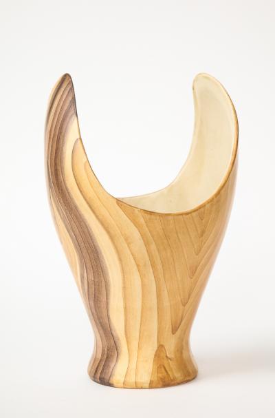 Grandjean Jourdan Grandjean Jourdan Faux Bois Ceramic Vase Vallauris France c 1960s