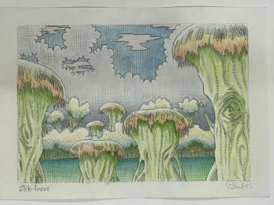 Graphite and Watercolor on Canvas by Danish Artist Peter Land