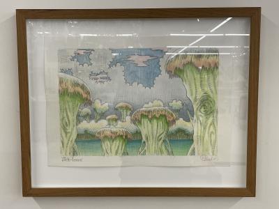 Graphite and Watercolor on Canvas by Danish Artist Peter Land