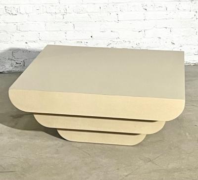 Grasscloth Tiered Coffee Table Style of Karl SPRINGER 1970