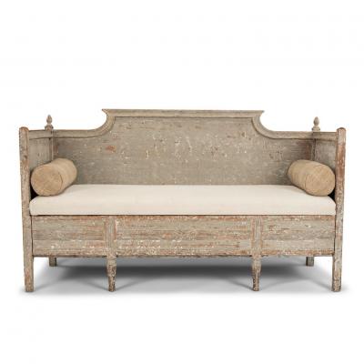 Gray Green Painted Gustavian Sofa