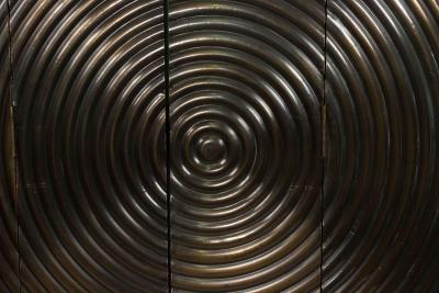 Gray Metal Circle Design 4 Fold Screen