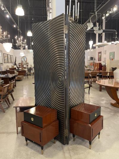 Gray Metal Circle Design 4 Fold Screen