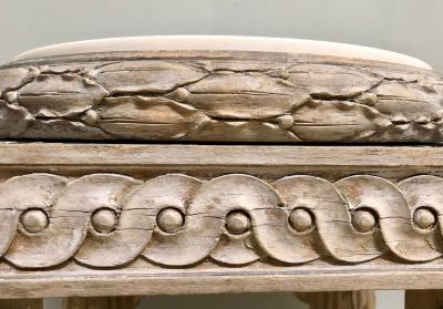 Gray Painted Swedish Stool with New Marble Top 19th Century Beechwood