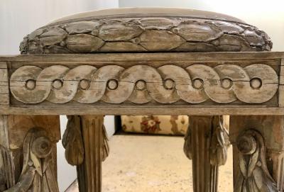 Gray Painted Swedish Stool with New Marble Top 19th Century Beechwood