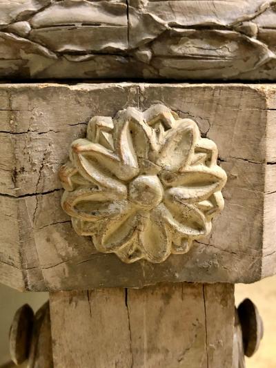 Gray Painted Swedish Stool with New Marble Top 19th Century Beechwood