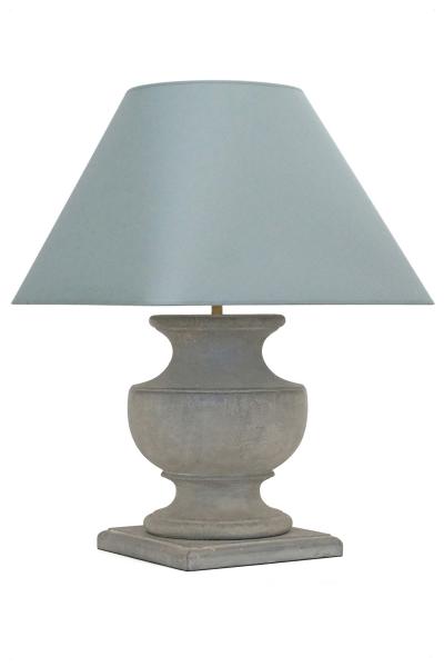 Gray Urn Shaped Wood Lamp