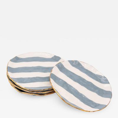 Gray and white Striped clay petit dish with Gilding