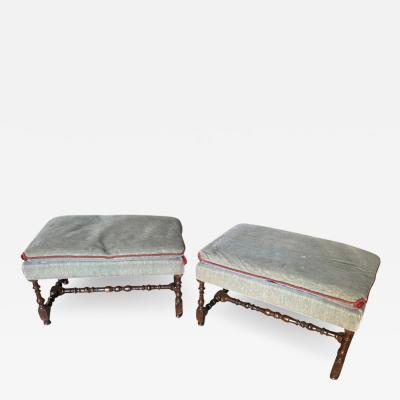 Gray stools PAIR OF FRENCH LOUIS XIII STYLE STOOLS