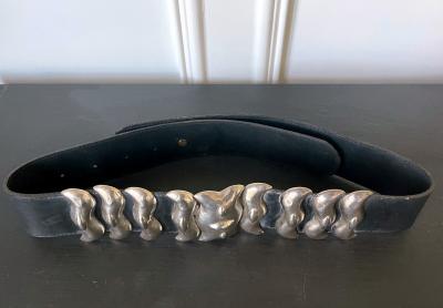 Graziella Laffi Bespoken Leather Belt with Sculptural Sterling Buckles Graziella Laffi