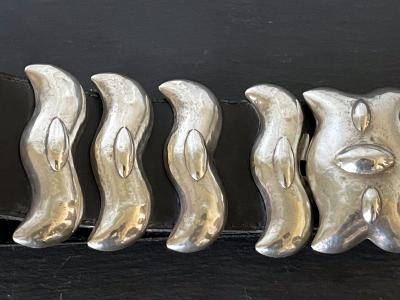 Graziella Laffi Bespoken Leather Belt with Sculptural Sterling Buckles Graziella Laffi