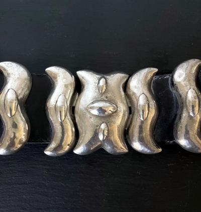 Graziella Laffi Bespoken Leather Belt with Sculptural Sterling Buckles Graziella Laffi