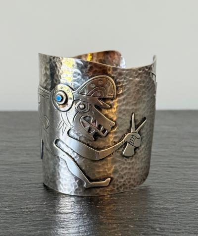 Graziella Laffi Bespoken Sculptural Sterling Silver Bracelet by Graziella Laffi