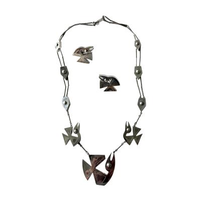 Graziella Laffi Modern Bird Motif Sterling Silver Necklace and Earrings Set Graziella Laffi
