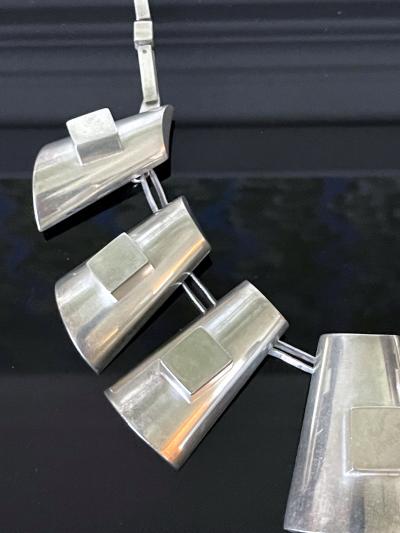 Graziella Laffi Modern Sculptural Sterling Silver Necklace Graziella Laffi