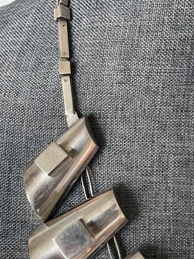 Graziella Laffi Modern Sculptural Sterling Silver Necklace Graziella Laffi