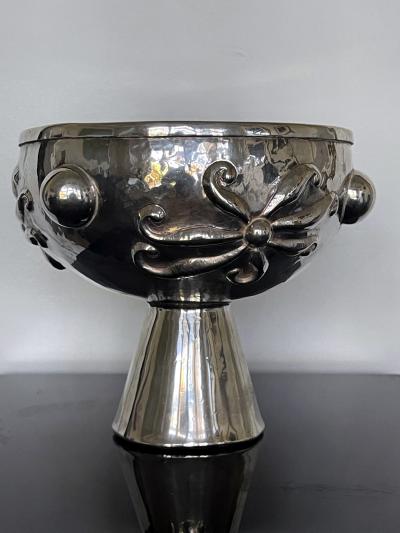 Graziella Laffi Sculptural Silver Center Bowl with Relief Surface Graziella Laffi