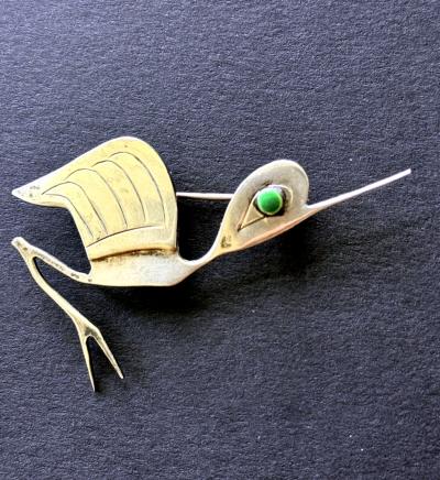 Graziella Laffi Sculptural Sterling Silver Brooch by Graziella Laffi
